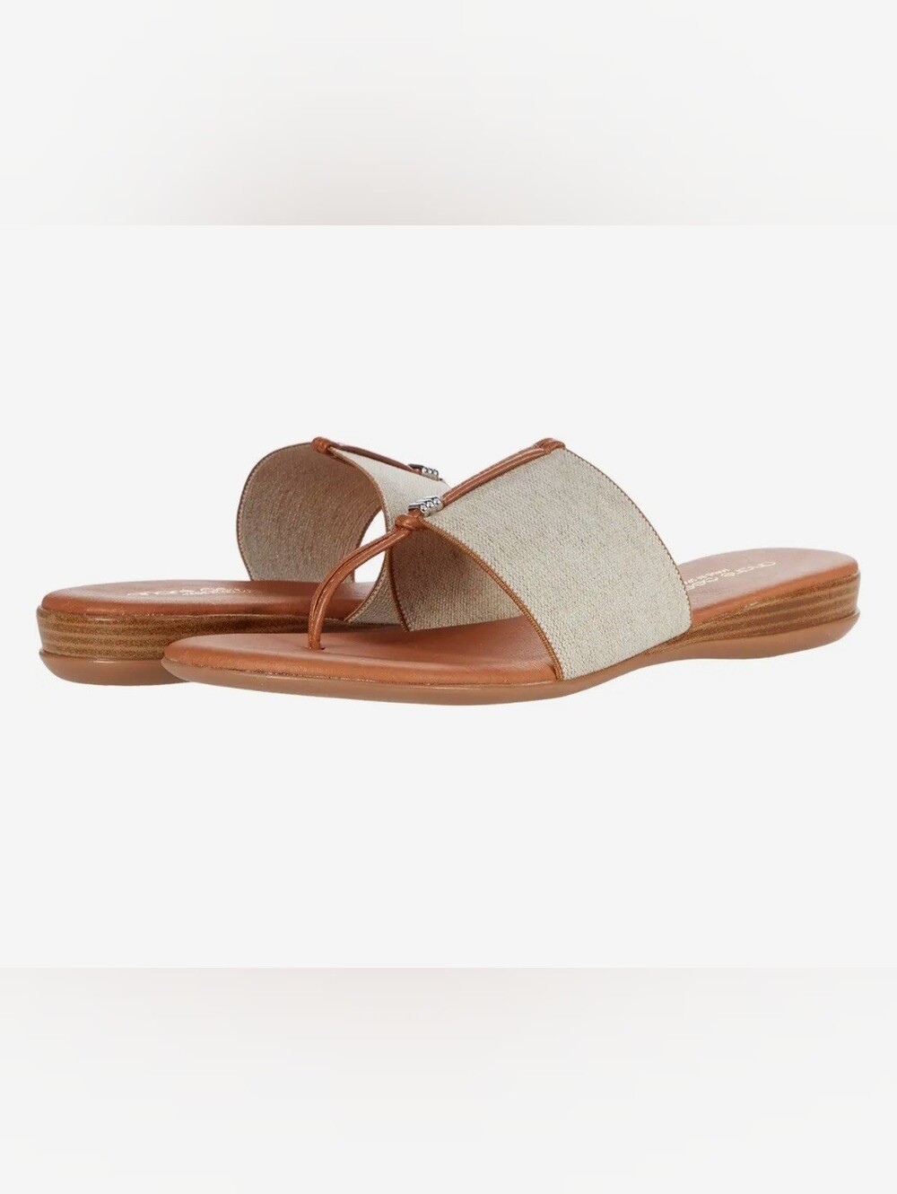 Andre Assous Nice Beige and Tan Slide Sandals